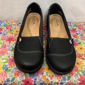 Clarks Black Slip On Mary Jane Comfort Shoe 7.5M